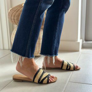 BCBG Generation Black & Beige Flat Sandals